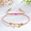 Pulsera Tejida Arcoíris Popular Transfronteriza Más Vendida con Colgante de Cruz y Corazón Dorados Pulsera Versátil para Niñas
