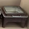 Estufa de Buffet Cuadrada y Redonda de Acero Inoxidable Transfronteriza, Calentador de Comida, Estufa Aislante con Acabado de Madera, Estufa de Buffet Comercial para Hotel
