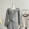 Vestido Cinza Elegante Feminino Petite 2026 Novo Outono/Primavera Estilo College Conjunto de Roupa Coreana Tamanho Único