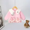 Casaco de Outono para Bebê Desenho Animado Hello Kitty para Meninas com Barra de Renda Estilo Princesa Cardigã com Zíper