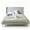 Mueble Cama de madera maciza estilo americano con bordes rectos, color crema, cama doble para dormitorio principal, estilo retro francés para apartamento pequeño, cama Su Yin estilo vintage