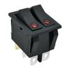 Interruptor de barco negro KCD6 de seis patas y dos velocidades ojo de gato rojo interruptor basculante doble interruptor de encendido con lámpara LED