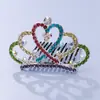 Tocado de corona para niños, corona de princesa con diamantes de imitación, peine para el cabello, regalo de cumpleaños para niña pequeña, accesorios para el cabello de bebé, peine, joyería