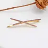 Pasador de Pelo en Forma de Cruz Estilo Coreano con Pedrería Completa, Pinza para el Cabello de Moda para Mujer, Accesorio para el Cabello Simple y Elegante para Raíz y Flequillo