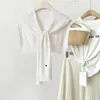Capa exterior estilo coreano combinada con camisas y camisetas, capa de color liso, protector de hombros para habitaciones con aire acondicionado, protector de cintura multifuncional, chal de punto 07