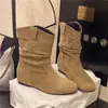 Botas Planas Redondas para Mujer 2026 Otoño/Invierno, que Aumentan la Altura, Botas Apilables, Botas Vaqueras de Media Caña, Botines que Aumentan la Altura 2623-1