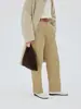 Pantalones Casuales de Estilo Sencillo para Viajar de Pierna Recta de Cintura Alta Adelgazantes con Cinturón Verano Nuevo Modelo Pantalones 90312
