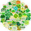 Precio Fijo50 Pegatinas de Trébol de Cuatro Hojas Verdes Suministro Directo del Extranjero St. Pegatinas de Planta de la Suerte del Día de San Patricio