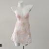 Shuoyao Novo Vestido de Noite Sexy, Novo Estilo Pura Desejo Vestido Curto com Renda Floral Vazada em Relevo Alça de Rede Vestido de Noite 502