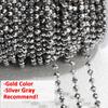 Corrente de pérolas preto e branco em aço inoxidável Corrente densa de cristal 1 m corrente de retenção cor de ouro real acessórios para costura à mão em roupas diy joias