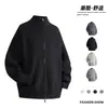 Suéter cárdigan con cremallera y cuello alto de diseño retro para hombre, tejido de estilo perezoso de otoño, chaqueta holgada, estilo Old Money