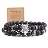Pulsera para Hombre de Piedra Volcánica Negra Nueva Transfronteriza con Hematita Negra Esmerilada, Traje de Pulsera Elástica de Calavera Microincrustada, Joyería