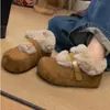 Colección de invierno 2026 estilo coreano: Pantuflas estilo Birkenstock para mujer que aumentan la altura, forradas de felpa, zapatos de felpa y zapatos cálidos de algodón