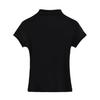 Envío gratis estilo americano versátil cuello alto pequeño ajuste ceñido cintura ajustada camiseta de manga corta para mujer verano 2024 top corto básico de chica hot