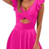 26 Europeu e Americano Transfronteiriço Novo Estilo Cruzado Babado Tankini Fonte Termal Praia Peça Única Estilo Saia Roupa de Banho para Mulheres Amazon