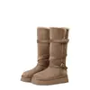Botas de nieve de invierno de caña alta con tacón alto para mujer, engrosadas, cálidas, color gris, zapatos de algodón forrados de felpa, para comercio exterior transfronterizo, que aumentan la altura