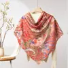 Lenço Quadrado Fino de Seda e Lã para Primavera e Verão o Ano Todo Feminino 200 Xale Étnico Lenço para Ar Condicionado Feminino Customização de Fábrica