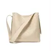 Bolso Grande Tejido para Mujer 2026 Nuevo Modelo Bolso Cruzado para Mujer Versátil Bolso de Hombro de Cuero Genuino Gran Capacidad Bolso Cubo para Viajero
