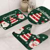 Alfombra de Piso Absorbente para Baño de Navidad Felpudo para Puerta de Entrada Juego de Tres Piezas para Inodoro en Forma de U Alfombra de Franela Antideslizante