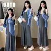 Conjunto de Vestido de Maternidad Primavera/Verano 2026 Nuevo de Moda para Mamá Embarazada Estilo Francés Vestido de Primavera que No Muestra el Embarazo, Vestido de Tirantes