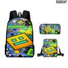 Mochila de Estudante 3D Nova Geométrica Sprint Geometry Dash Bolsa Mensageiro Estojo