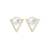 Brincos Triangulares de Pérola em Metal da Moda Coreana 2023, Luxo Leve, Brincos Simples e Elegantes Estilo Senhora, Brincos Exquisitos no Estilo de uma Socialite