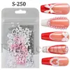 Joyería para Uñas Artísticas Nueva Transfronteriza Empaquetada Rosa y Blanco Amor Perla Moño Perla Mezclada Joyería para Uñas Venta al por Mayor