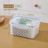 Cesta Drenante de Camada Dupla, Caixa para Manter Fresco, Cesta Drenante para Geladeira de Cozinha, Caixa de Armazenamento de Vegetais com Filtro de Água, Cesta para Lavar Vegetais de Cozinha