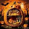 Novo produto transfronteiriço: Ornamento de mesa com padrão de coruja dupla face estilo country americano, Decoração de artesanato em madeira para Halloween