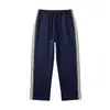 Calça de moletom larga masculina estilo europeu e americano para outono e inverno, com fita lateral e cintura elástica, calça comprida casual para homens