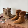Zapatos para Mujer 2026 Lade Otoño/Invierno 5cm Retro Arrugados Estilo Nuevo Hermosos Adelgazantes Botas Martin Apiladas Versátiles Aumentan la Altura Oculta