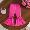 Nuevos Pantalones de Campana de Verano para Niñas Estilo Europeo y Americano con Decoración de Lazo, Cintura Elástica, Pantalones de Campana de Color Sólido, Pantalones Casuales para Niños
