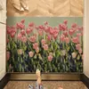 Felpudo de entrada de forma irregular con estampado floral rústico, felpudo de bucle de seda cortable, felpudo para entrada que quita el polvo y antideslizante