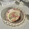 Juego de Vajilla de Cerámica con Forma de Flor, Juego de Platos, Plato de Mesa para el Hogar, Palillos, Cuchara, Plato Hondo, Juego de Vajilla de Cerámica Esmaltada