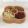 Cesta de Rattan Sintético Cesta de Armazenamento com Divisórias de Rattan com Tampa Caixa de Armazenamento de Frutas Secas e Doces para Mesa Cesta Dividida Caixa de Presente Cesta de Frutas