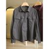 2025 Camisa de Manga Longa Cor Sólida Algodão Puro Design de Nicho Artístico Lazer Outono