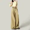 Diseño de cintura de cuadros estilo americano, pantalones casuales de pierna ancha para mujer, nueva colección primavera/otoño, corte holgado, versátiles y con una silueta fluida de pierna recta.