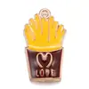 Encantos de Bolsa para Colgantes de Pulsera y Collar, Accesorios de Esmalte, Serie de Comida de Croissant y Papas Fritas Estilo Coreano