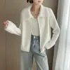 2026 Nuevo Estilo Otoño Temprano Cárdigan de Punto con Cremallera de Terciopelo Imitación de Visón Empalmado Diseño Holgado Estilo Coreano Chaqueta Suéter para Mujer