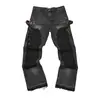 Ga Venta al por Mayor Comercio Exterior Transfronterizo Marca de Moda Jeans de Mezclilla Acampanados Lavados Desgastados Patchwork Unisex