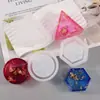Amapola DIY Resina de Cristal Seis Caras Redondo Triángulo Rayado Yeso Almacenamiento Maceta Molde de Silicona