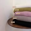 [en stock Suéter de cuello alto medio para niños y niñas Otoño e Invierno Nuevo Tejido de punto elástico Color liso Jersey Rayas en las axilas