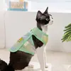 Ropa para Gatos para Primavera y Verano, Chaleco Fresco, Atuendo de Dos Patas Estilo Vacaciones en la Isla, Gato Azul, Gatito, Gato sin Pelo Ropa para Mascotas