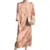 Vestido Redondo de Satén con Mangas Tres Cuartos de Nuevo Estilo Chino para Mujer, Primavera/Verano 2026, Vestido Suelto de Jacquard de Longitud Media