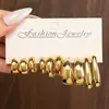 Ez5959 Estilo Europeu e Americano Transfronteiriço Estilo Ins Simples Retrô Brincos de Luxo Leve Brincos de Metal Elegantes Conjunto de Joias Femininas