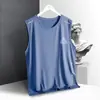 Chaleco de Hielo de Seda sin Mangas para Hombre para Fitness de Verano, Camiseta Holgada de Secado Rápido en Talla Grande para Correr, Baloncesto, Entrenamiento Deportivo, Camiseta sin Mangas de Moda