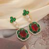 Brincos de Zircônia Incrustada em Cobre Leve Luxo Série de Cores Dopamina de Verão Brincos Flor Colorida Moda Diamante Brinco com Pino de Prata