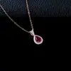 Collar europeo y americano transfronterizo de plata S925 para mujer con forma de lágrima de rubí cultivado en laboratorio, totalmente incrustado de diamantes, lujoso para cumpleaños y aniversarios, lujo ligero