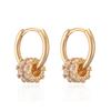 Aogu Moda Ins Europea y Americana Exquisitos Pendientes de Cuentas de Transferencia de Circonita Chapados en Cobre Oro Real para Mujer Nicho Lujo Accesible Pendientes de Gama Alta
