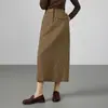 Saia Midi Reta Listrada Vintage para Mulheres 2026 Novo Estilo Início da Primavera Elegante para o Trabalho Lã de Alta Qualidade Afinando Saia Lápis